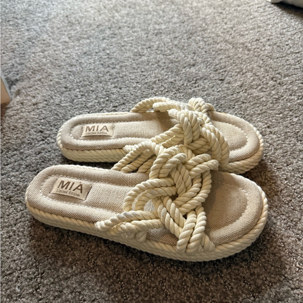 Women's Beige Rope Sandals